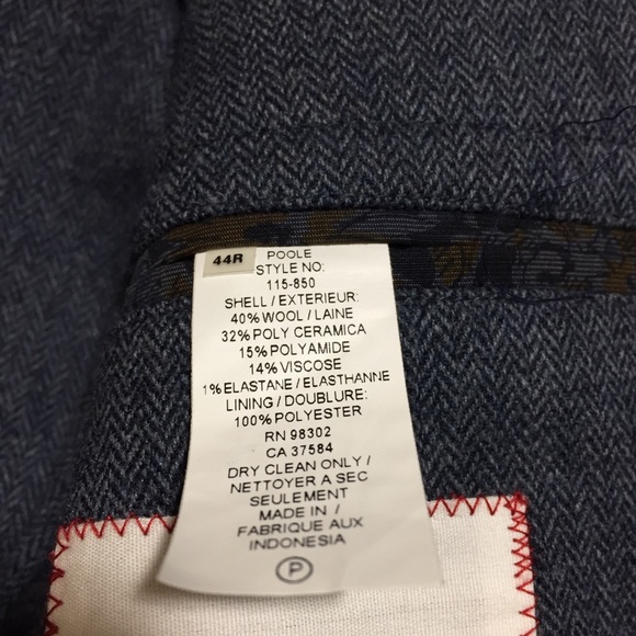 JKT New York Herringbone Wool Blend Blazer Men’s 44R Blue 2 Button - Picture 8 of 10